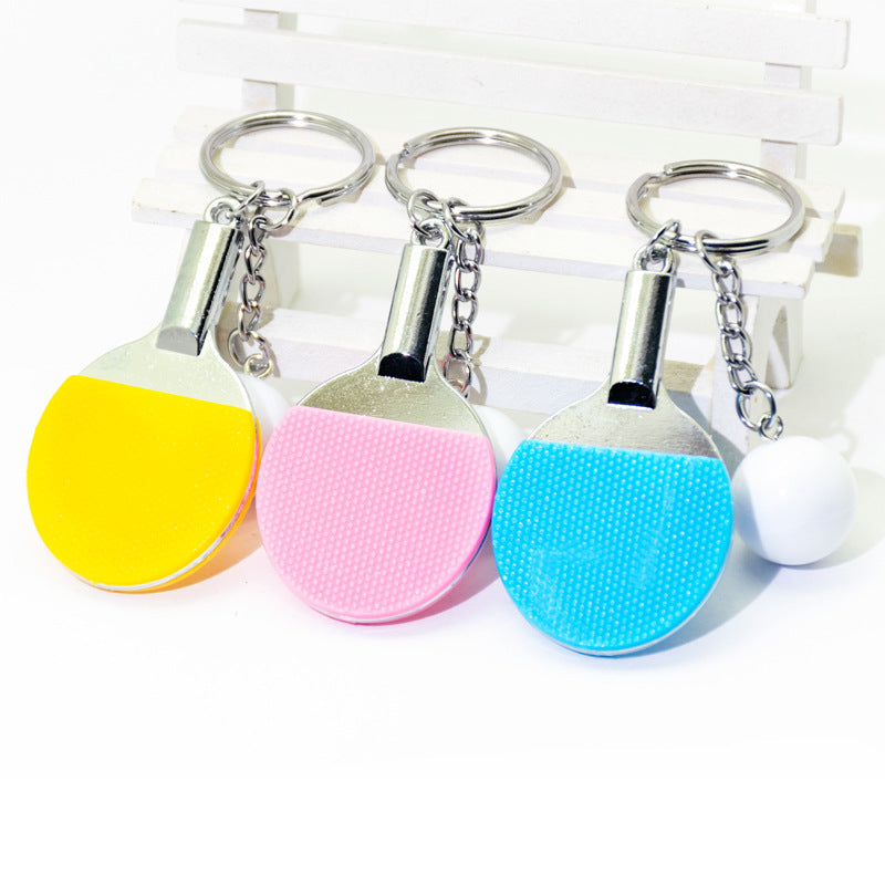 wholesale Metal Mini Real Table Tennis Racket Keychain